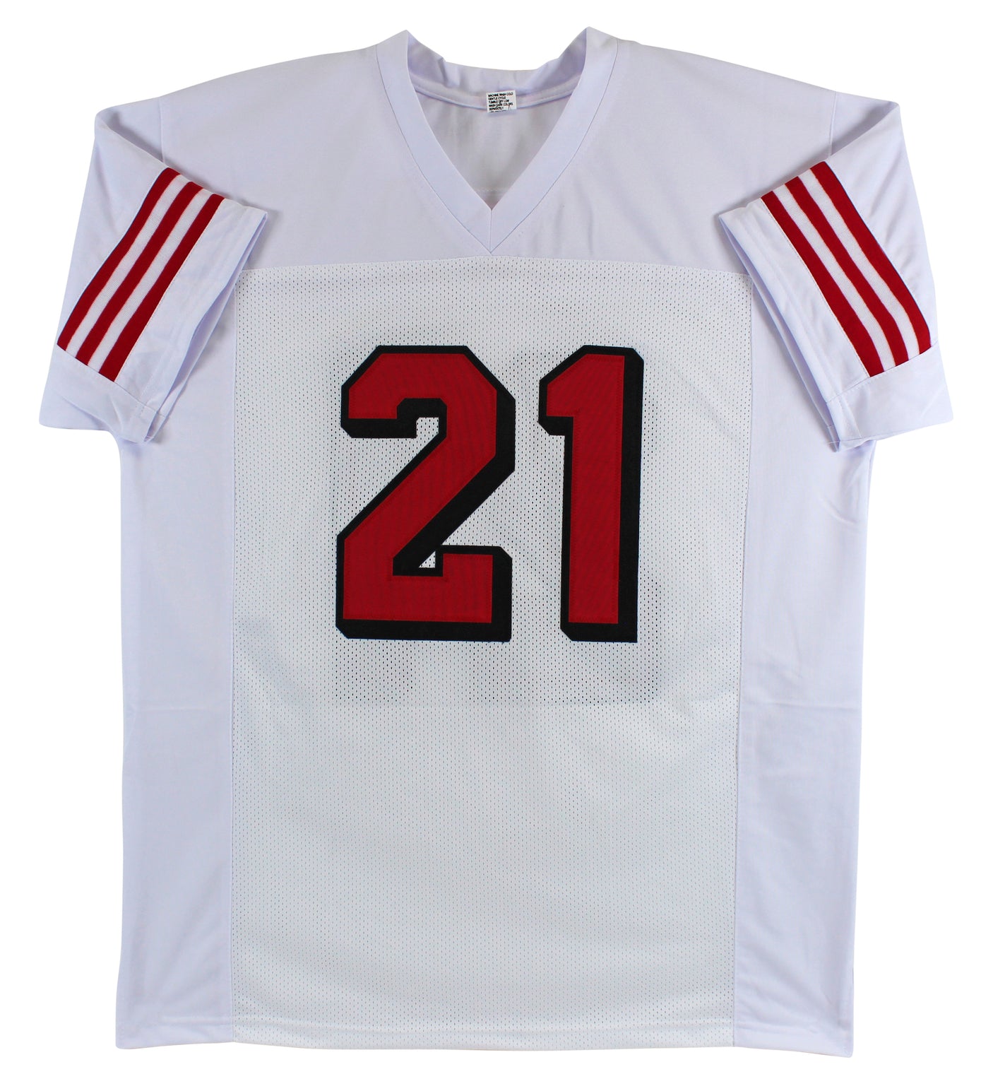 Deion Sanders Authentic Signed White Pro Style Jersey Drop Shadow BAS Witnessed