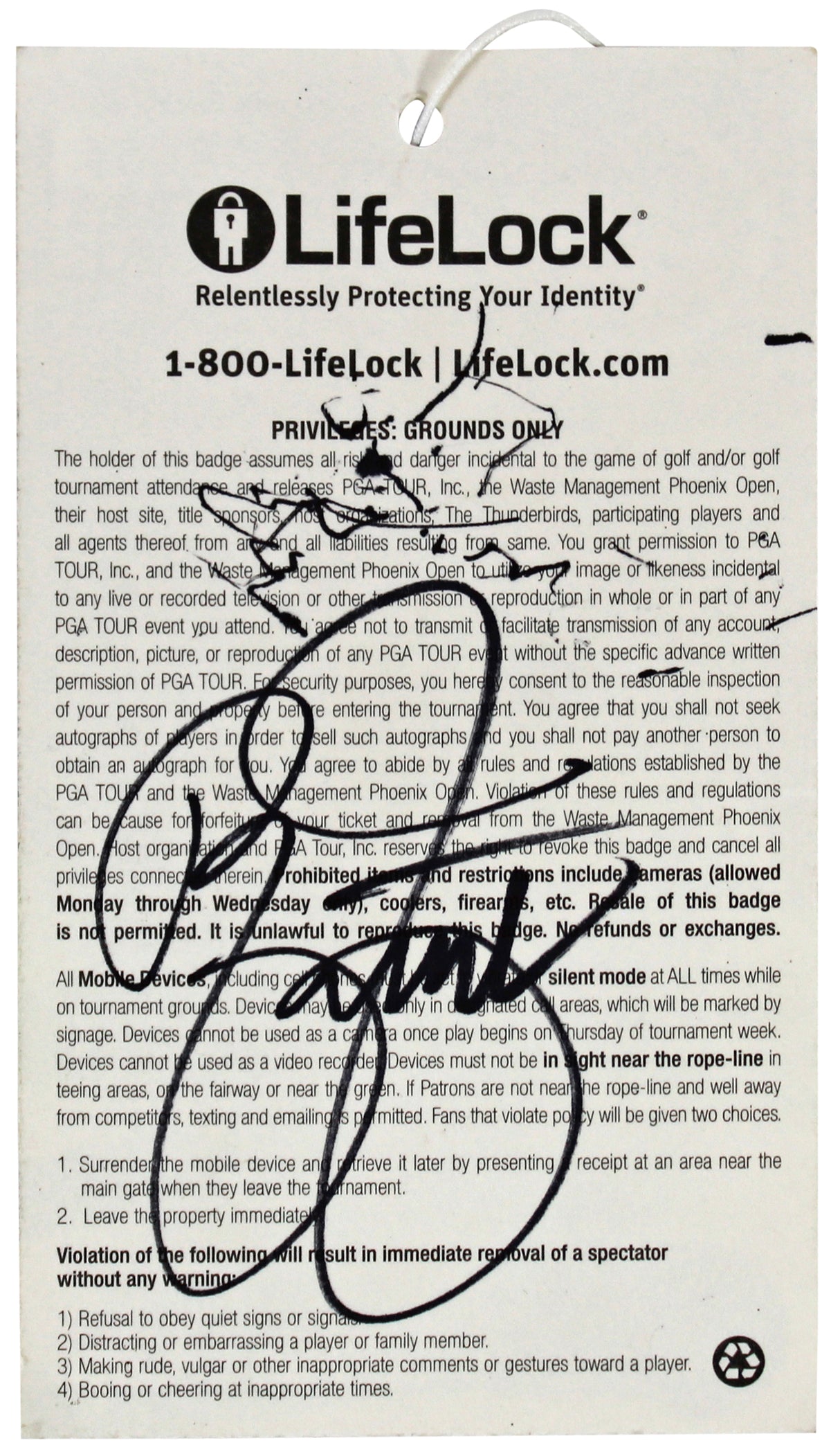 Rickie Fowler Signed 2013 Waste Management Phoenix Open Ticket Stub BAS #BK12644