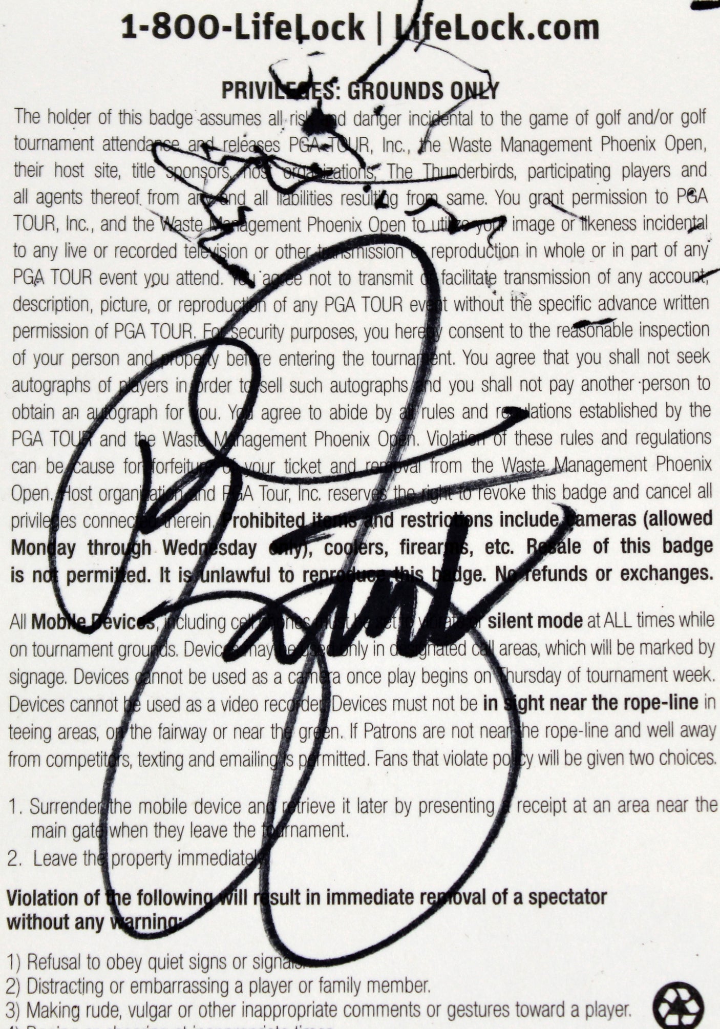 Rickie Fowler Signed 2013 Waste Management Phoenix Open Ticket Stub BAS #BK12644