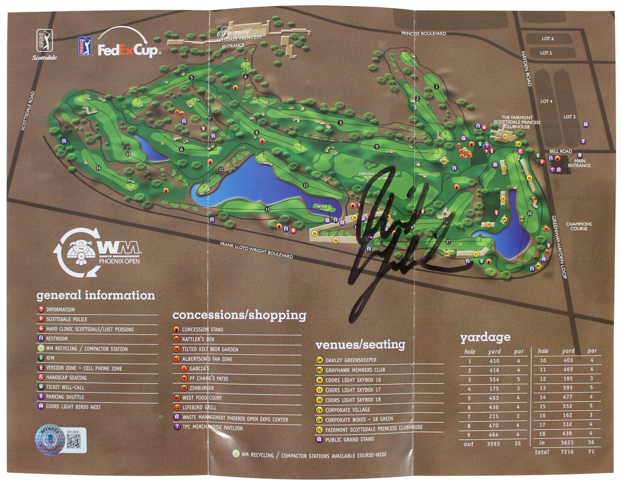 Phil Mickelson Authentic Signed Waste Management Phoenix Open Map BAS #BK12635