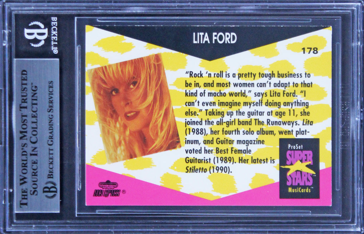 Lita Ford The Runaways Authentic Signed 1991 Pro Set SM #178 Card BAS Slabbed