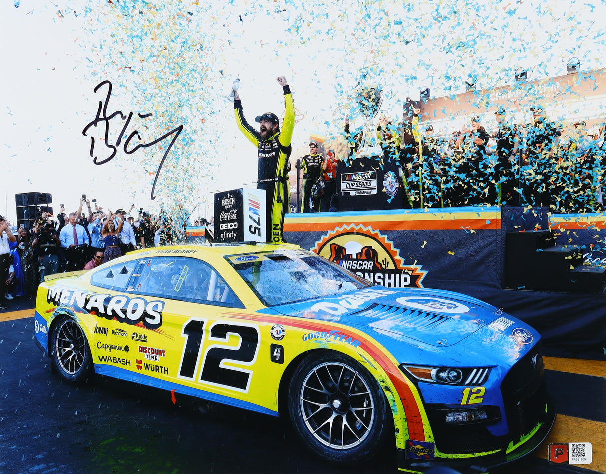 Ryan Blaney 2023 NASCAR Champion Signed Victory Lane 11x14 Photo (Menards / Dutch Boy)