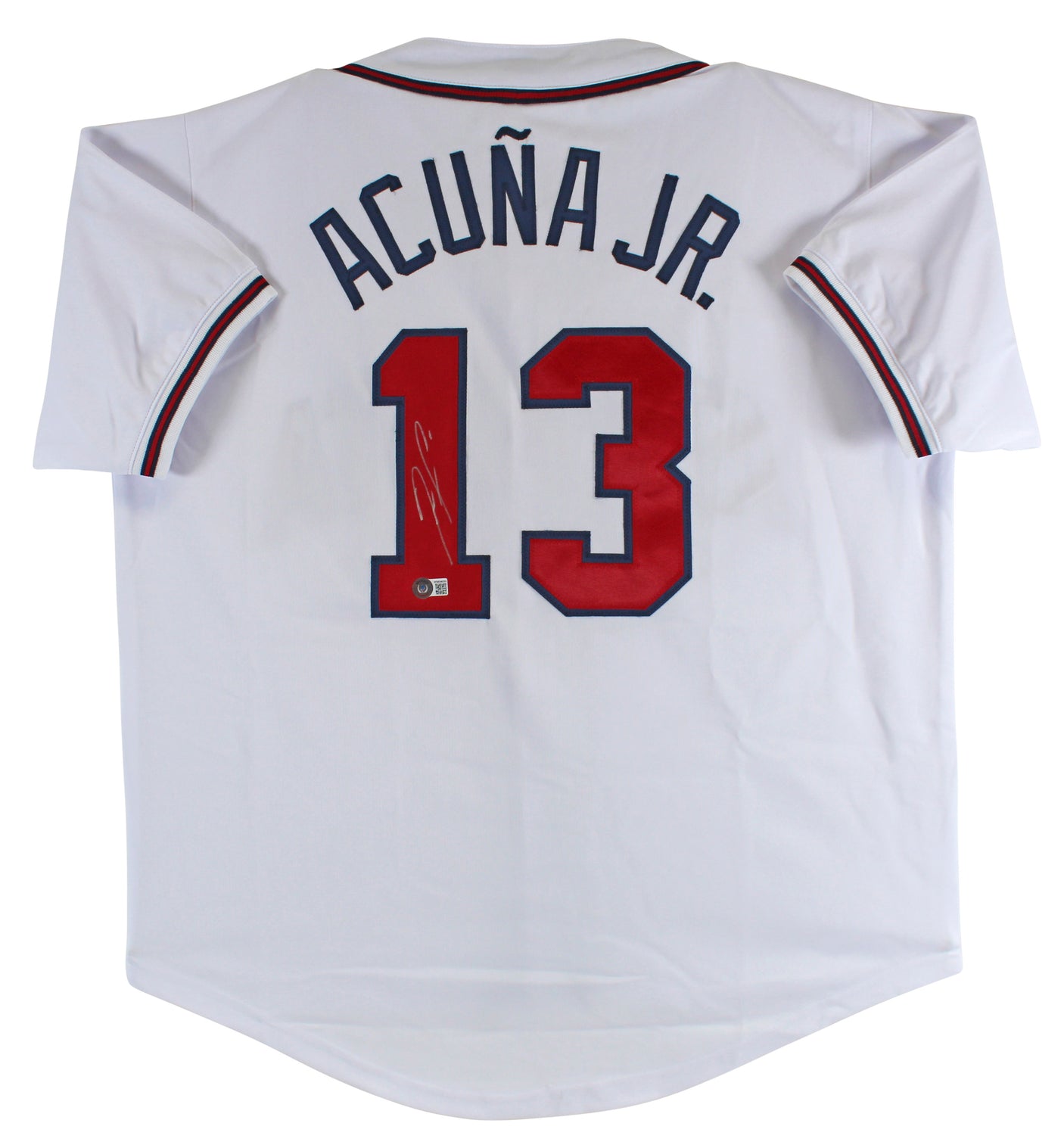 Ronald Acuna Jr. Authentic Signed White Pro Style Jersey Autographed BAS
