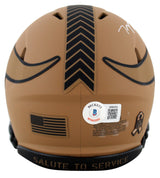 Vikings T.J. Hockenson Signed Salute To Service II Speed Mini Helmet BAS Witness