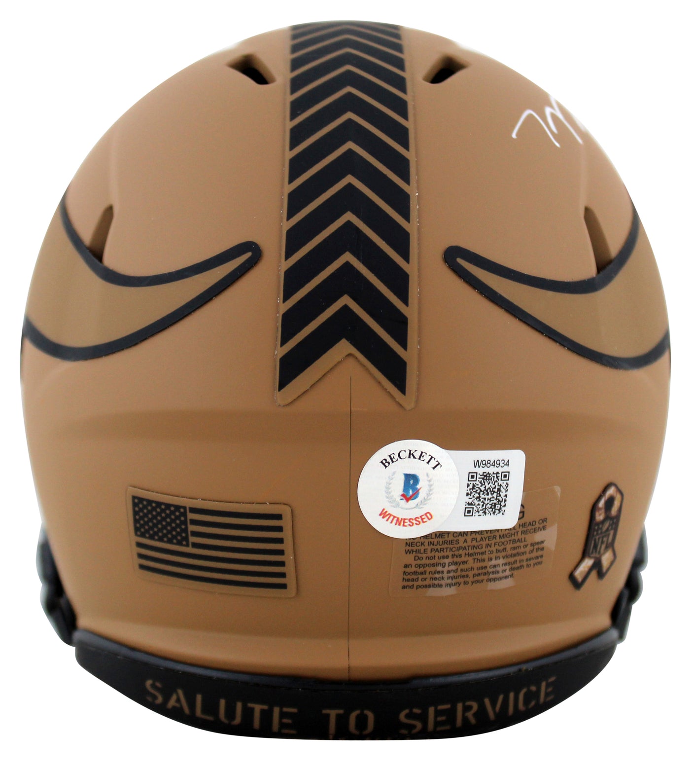 Vikings T.J. Hockenson Signed Salute To Service II Speed Mini Helmet BAS Witness