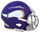Vikings T.J. Hockenson Authentic Signed Speed Mini Helmet w/ Case BAS Witnessed