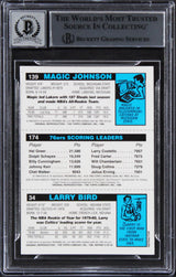 Bird, Erving & Magic Signed 1996 SC Finest Refractors #8 Card Auto 10 PSA Slab