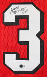 George Odum Authentic Signed Red Pro Style Jersey w/ Dropshadow BAS Witnessed