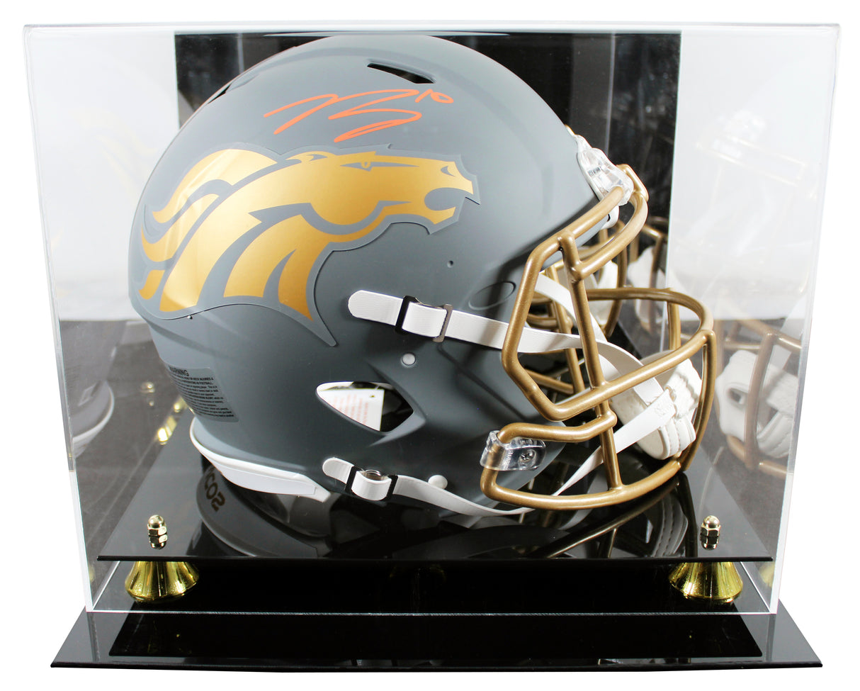 Broncos Bo Nix Signed Slate Full Size Speed Proline Helmet W/ Case BAS Witnessed