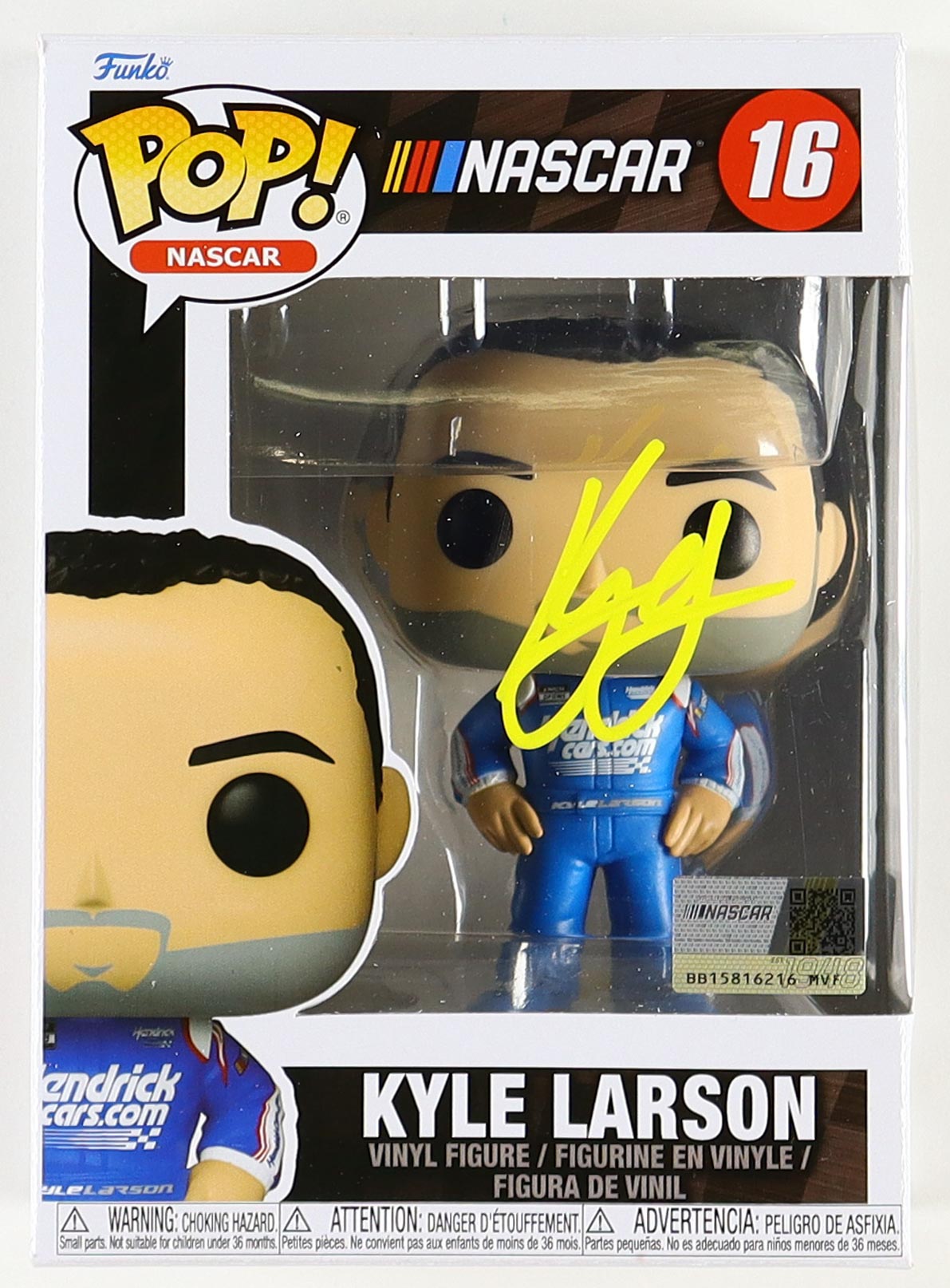 Kyle Larson Signed NASCAR #16 Funko Pop! Vinyl Figure (PA)