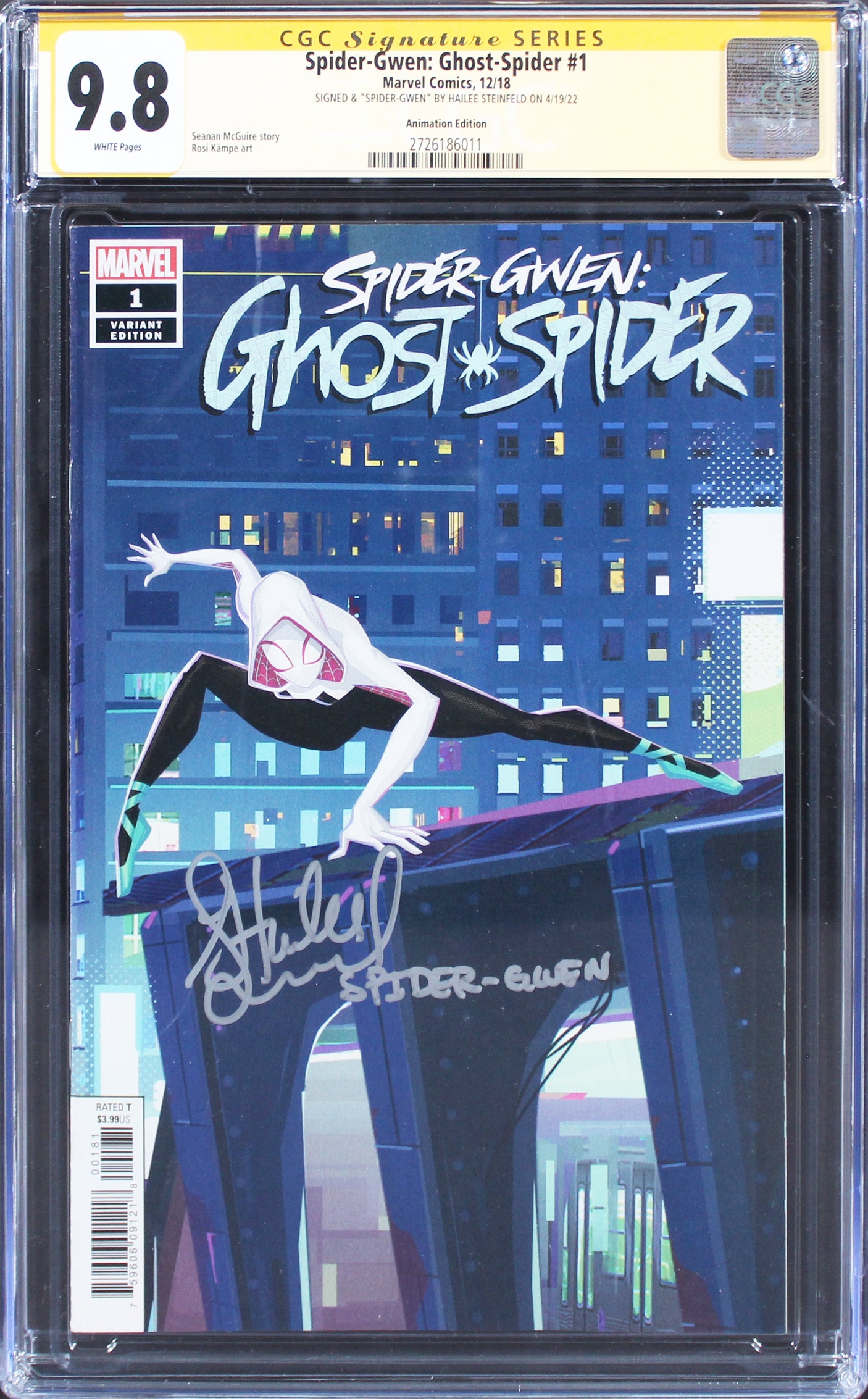 Hailee Steinfeld "Spider-Gwen" Signed Ghost-Spider #1 Comic Graded 9.8 CGC