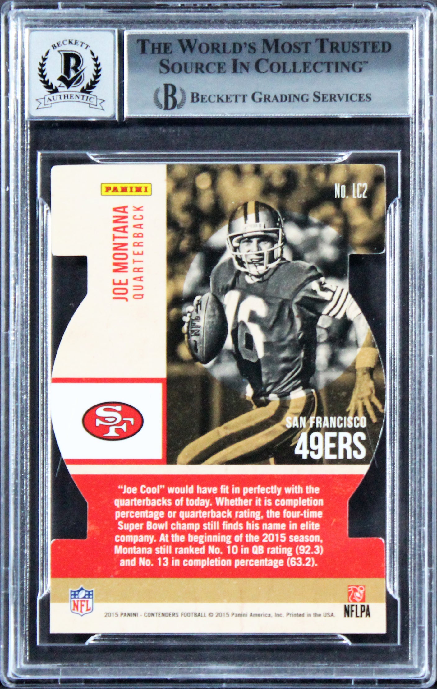 49ers Joe Montana Signed 2015 Panini Contenders LC #2 Card Auto 10! BAS Slabbed