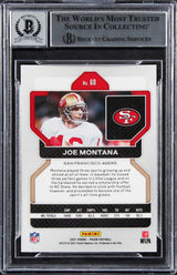 49ers Joe Montana Signed 2021 Panini Prizm #60 Card Auto 10! BAS Slabbed