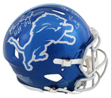 Lions Barry Sanders "2x Insc" Signed Flash Full Size Speed Proline Helmet BAS W