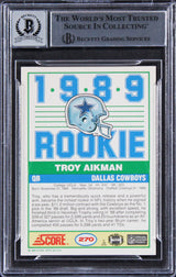 Cowboys Troy Aikman Signed 1989 Score #270 Rookie Card Auto 10! BAS Slabbed