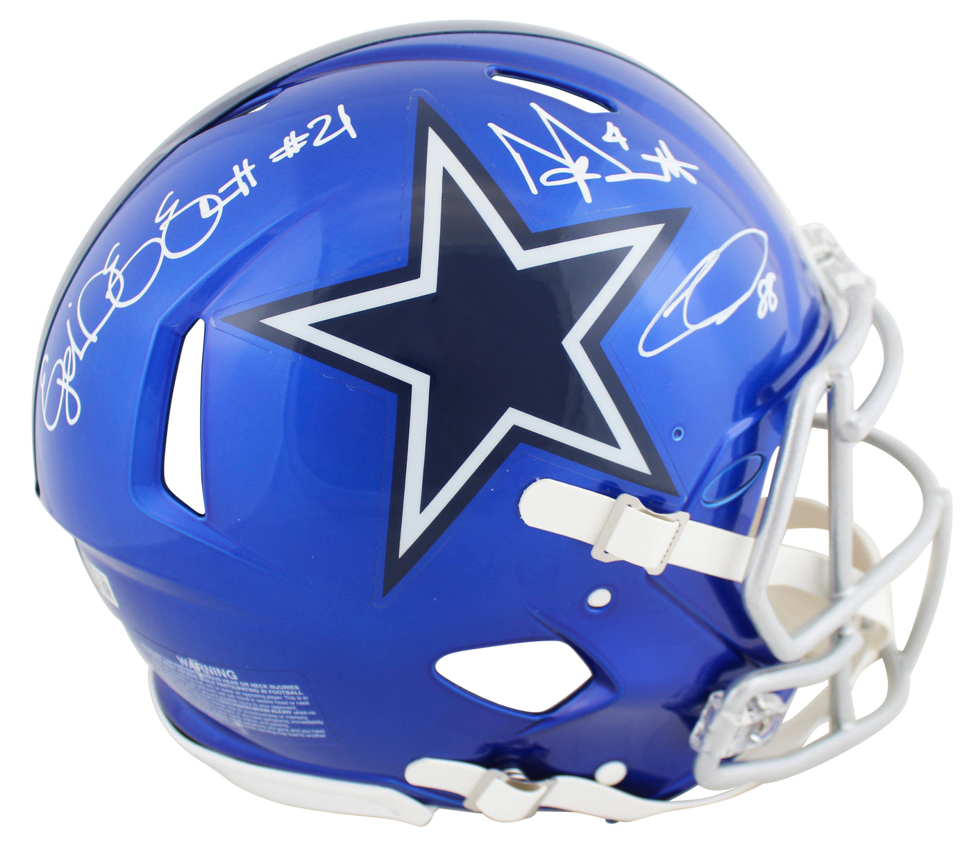 Cowboys (3) Prescott, Elliott, Lamb Signed Flash F/S Speed Proline Helmet BAS W