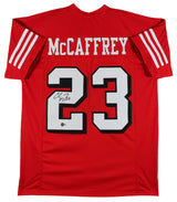 Christian McCaffrey Authentic Signed Red Pro Style Jersey w/ Dropshadow BAS
