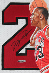 Bulls Michael Jordan Signed William Zavala Hand Painted M&N Framed Jersey UDA
