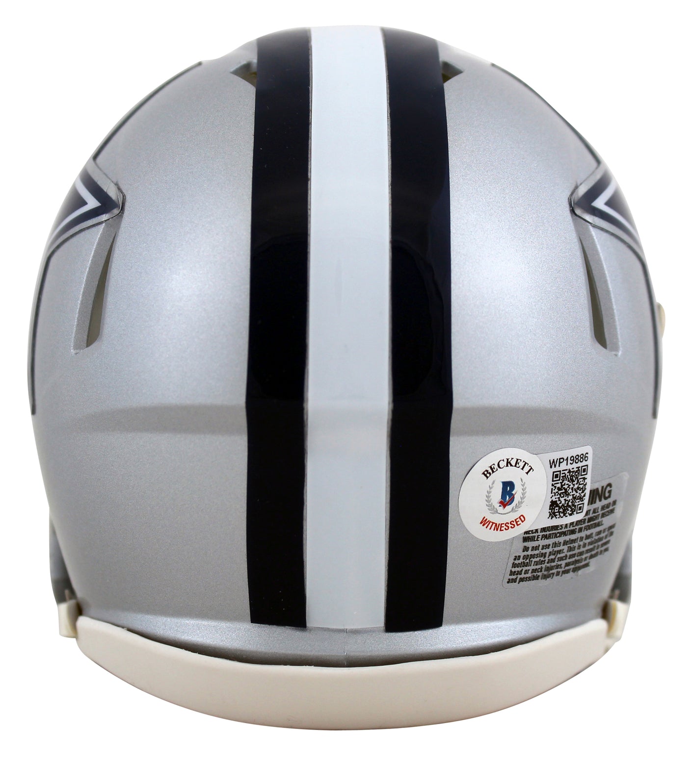 Cowboys Dak Prescott Authentic Signed Silver Speed Mini Helmet BAS Witnessed