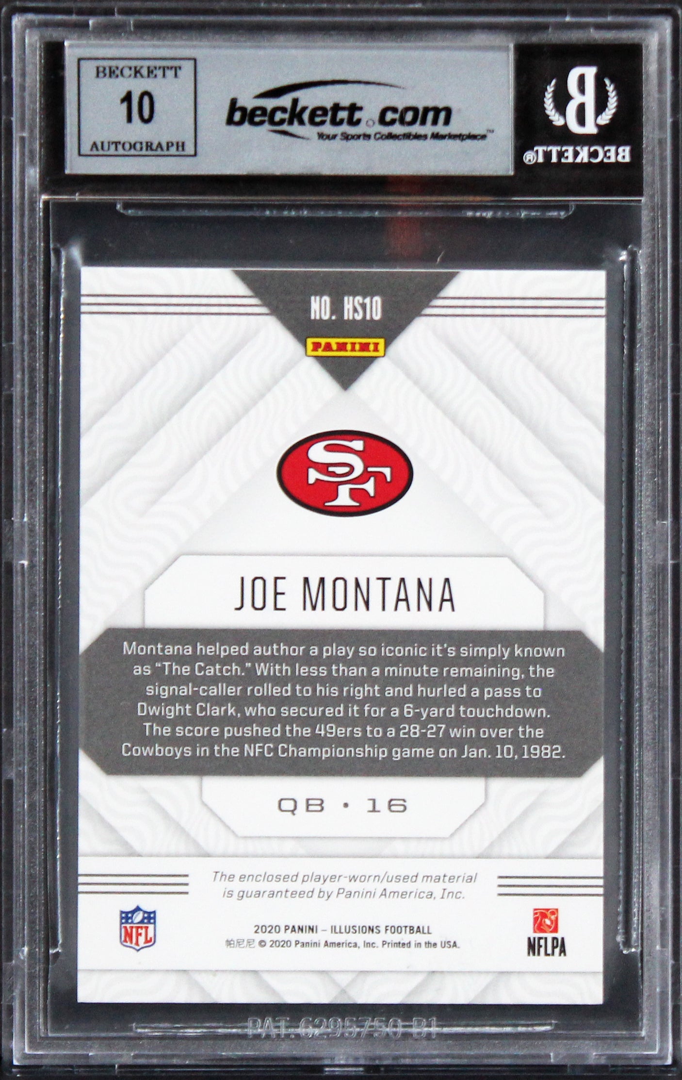 49ers Joe Montana Signed 2020 Panini Illusions HS #10 Card Auto 10! BAS Slabbed