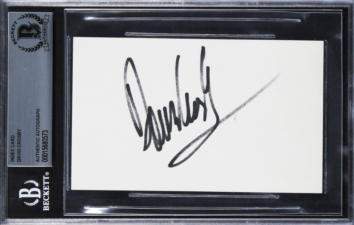 David Crosby The Byrds Authentic Signed 3x5 Index Card Autographed BAS Slabbed
