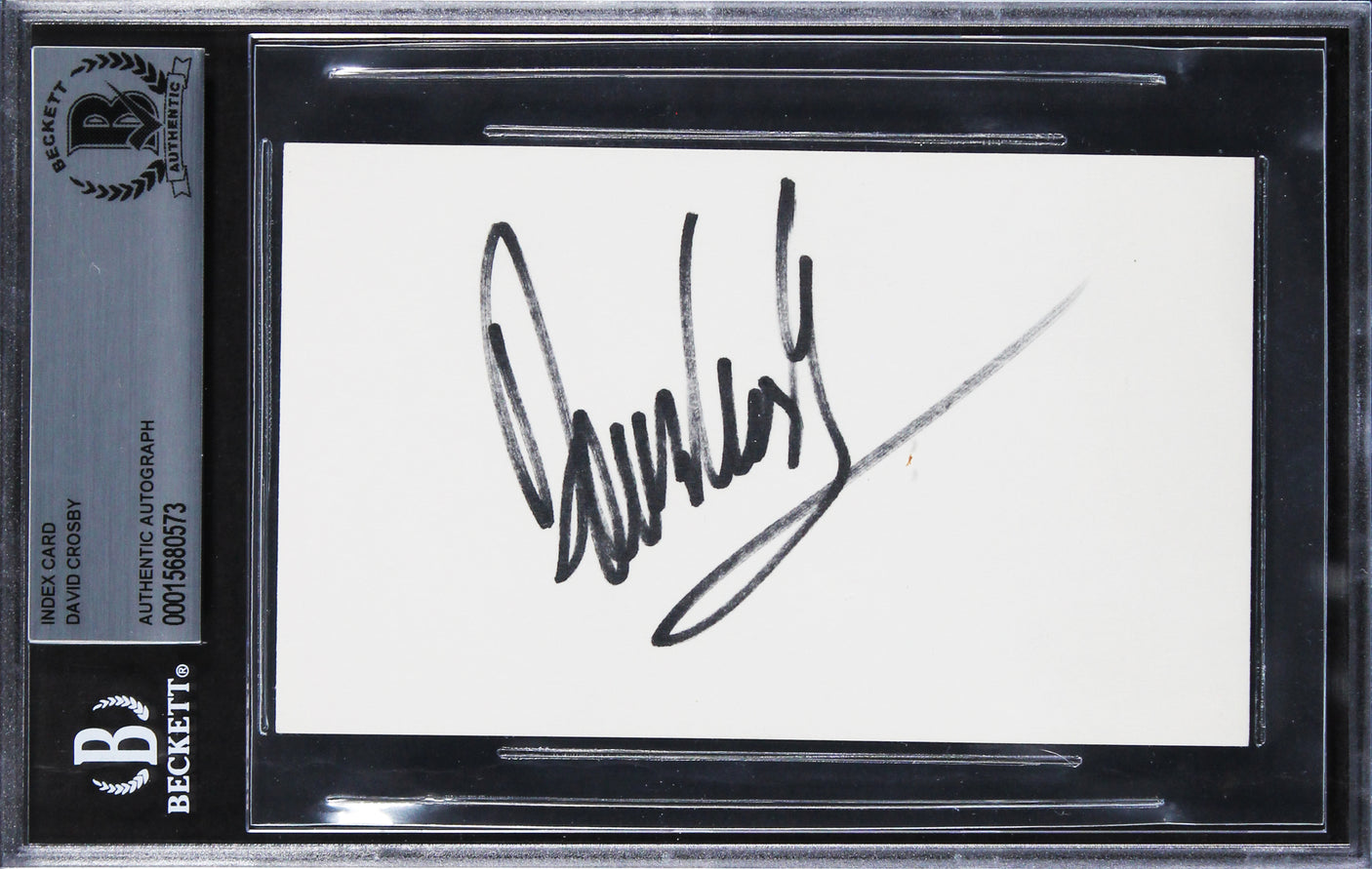 David Crosby The Byrds Authentic Signed 3x5 Index Card Autographed BAS Slabbed