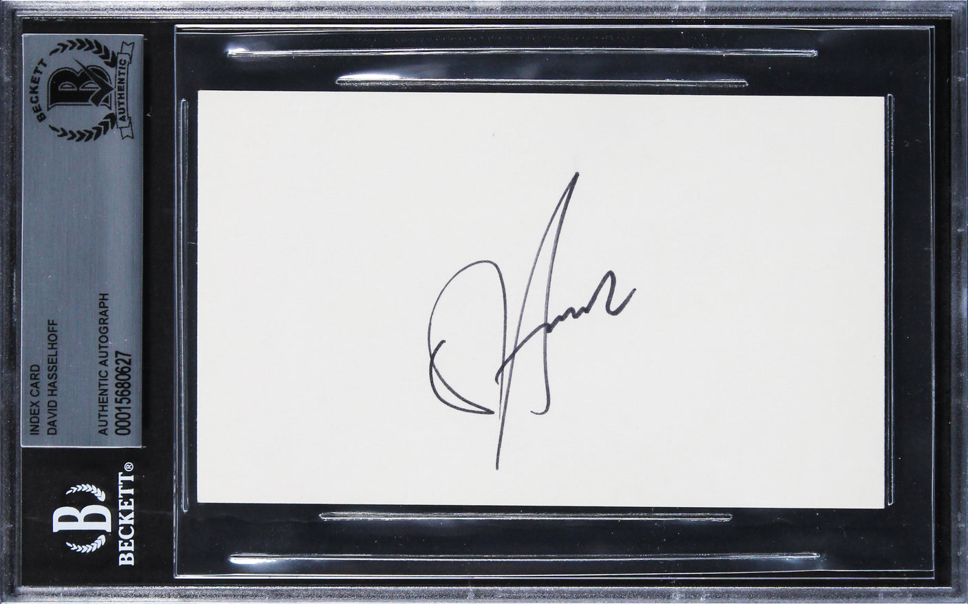 David Hasselhoff Knight Rider Authentic Signed 3x5 Index Card BAS Slabbed
