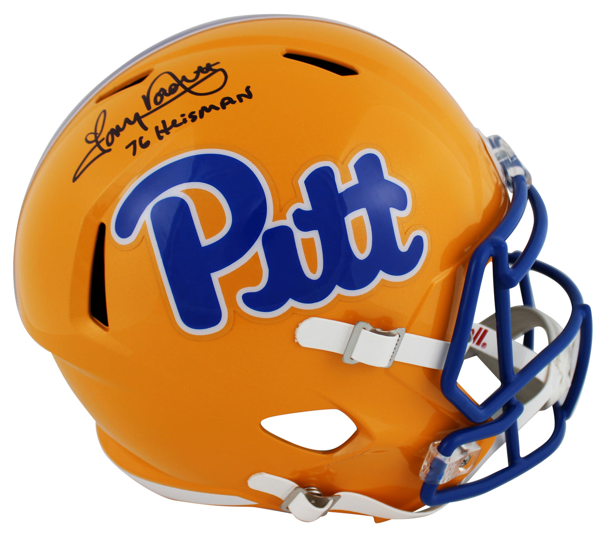 Pittsburgh Tony Dorsett 76 Heisman Signed Yellow Full Size Speed Rep Helmet BAS