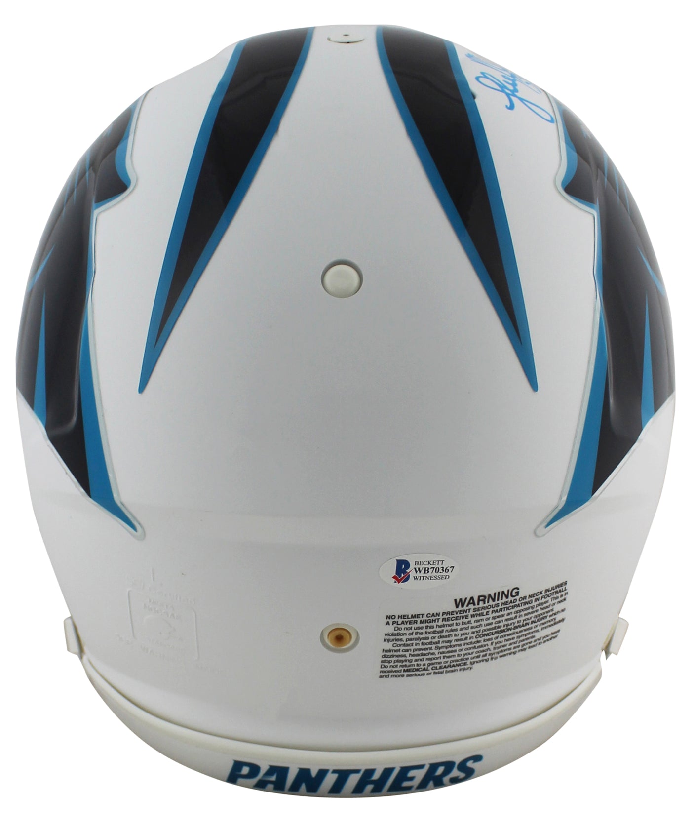 Panthers Luke Kuechly "KP" Signed Flat White Proline Full Size Speed Helmet BAS