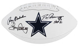 Cowboys (3) Staubach, Dorsett & Pearson Signed White Panel Logo Football BAS W 2