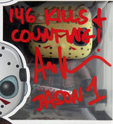 Ari Lehman "146 Kills & Counting" Signed Funko Pop Vinyl Figure W/ Red Sig BAS