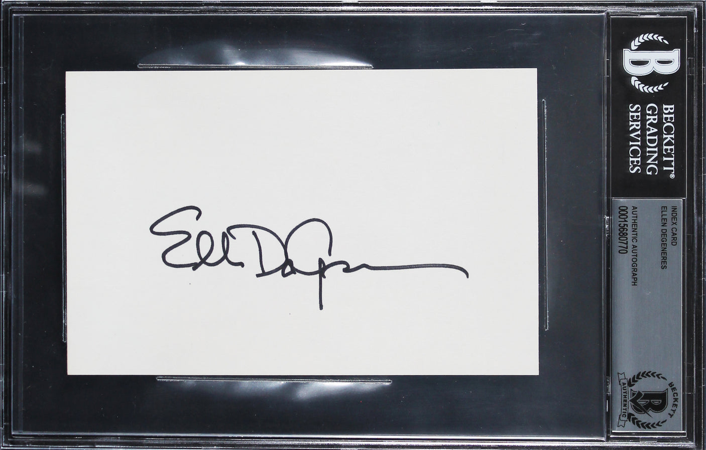 Ellen DeGeneres Authentic Signed 4x6 Index Card Autographed BAS Slabbed