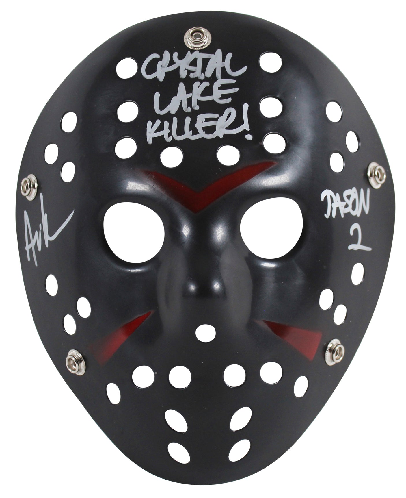 Ari Lehman Friday The 13th Crystal Lake Killer Signed Black Mask Silver Sig BAS