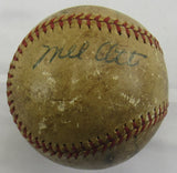 Giants Hall of Famers and Stars Mel Ott Signed Auto Baseball JSA LOA ZZ63161