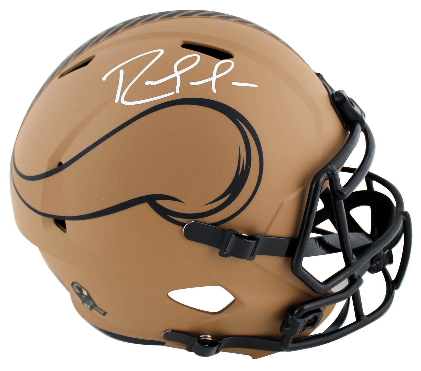 Vikings Randy Moss Signed Salute To Service II F/S Speed Rep Helmet BAS Witness