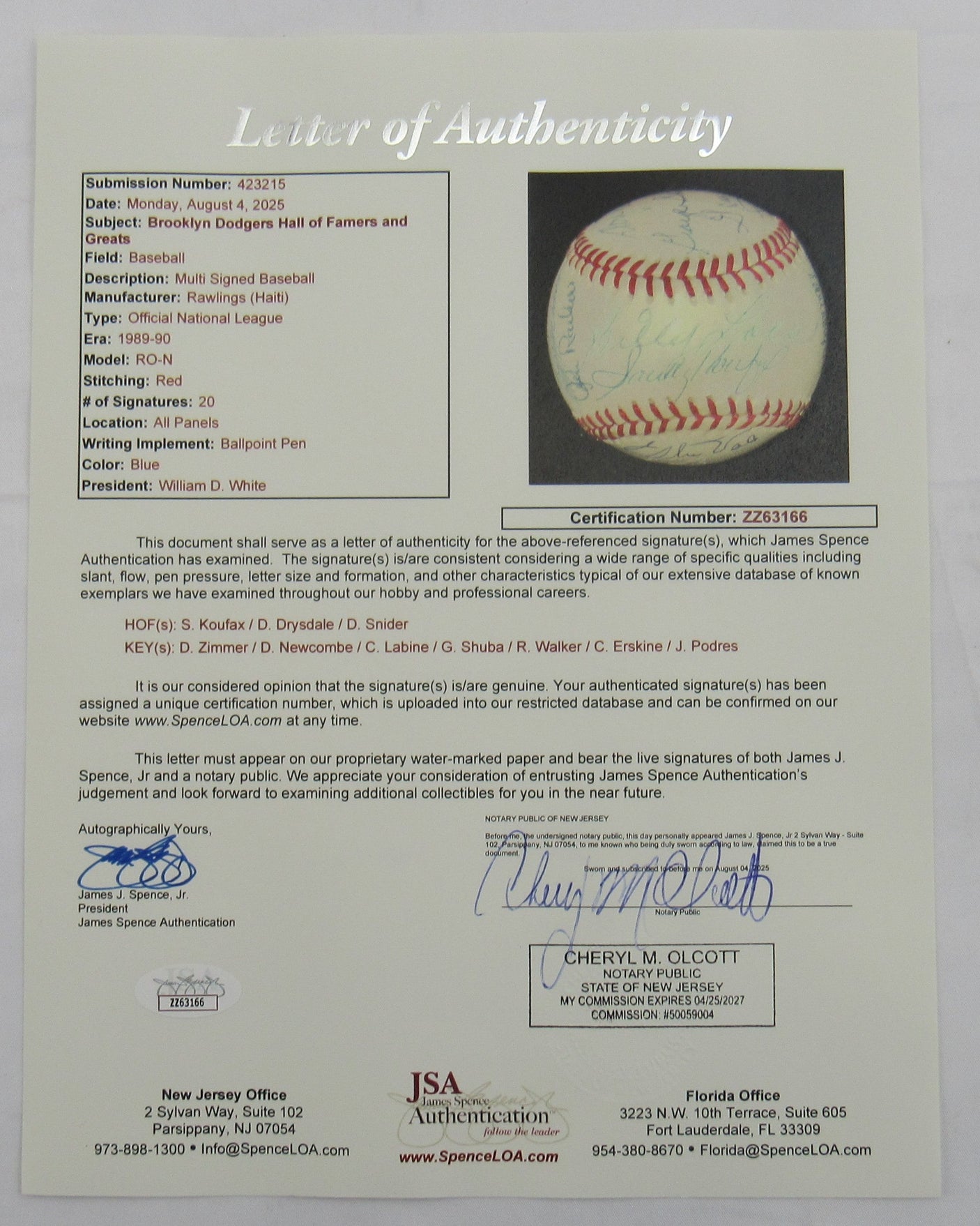 Dodgers Hall of Famers and Greats Sandy Koufax Don Drysdale Signed Auto Baseball JSA LOA ZZ63166