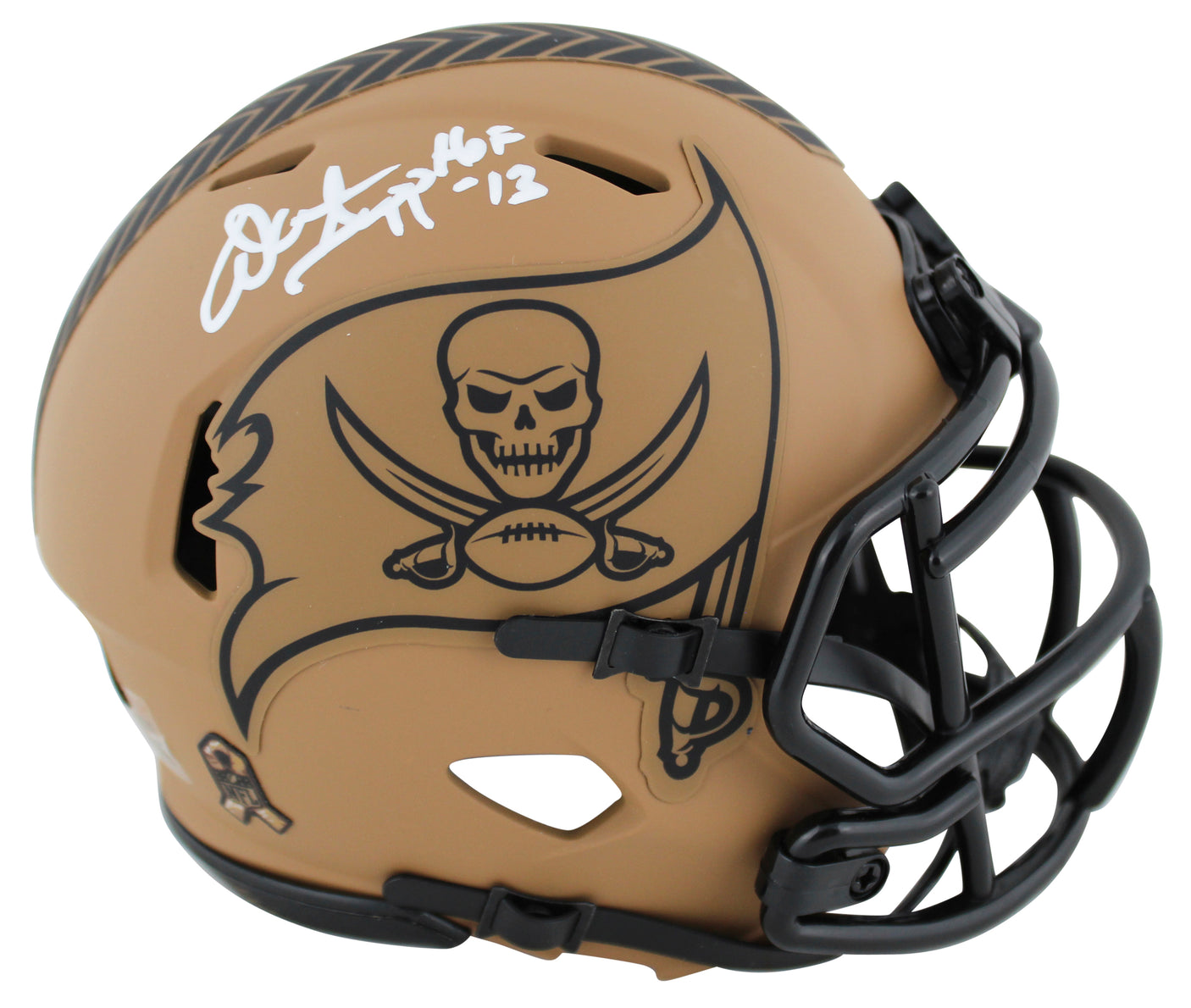 Bucs Warren Sapp "HOF 13" Signed Salute To Service II Speed Mini Helmet BAS Wit