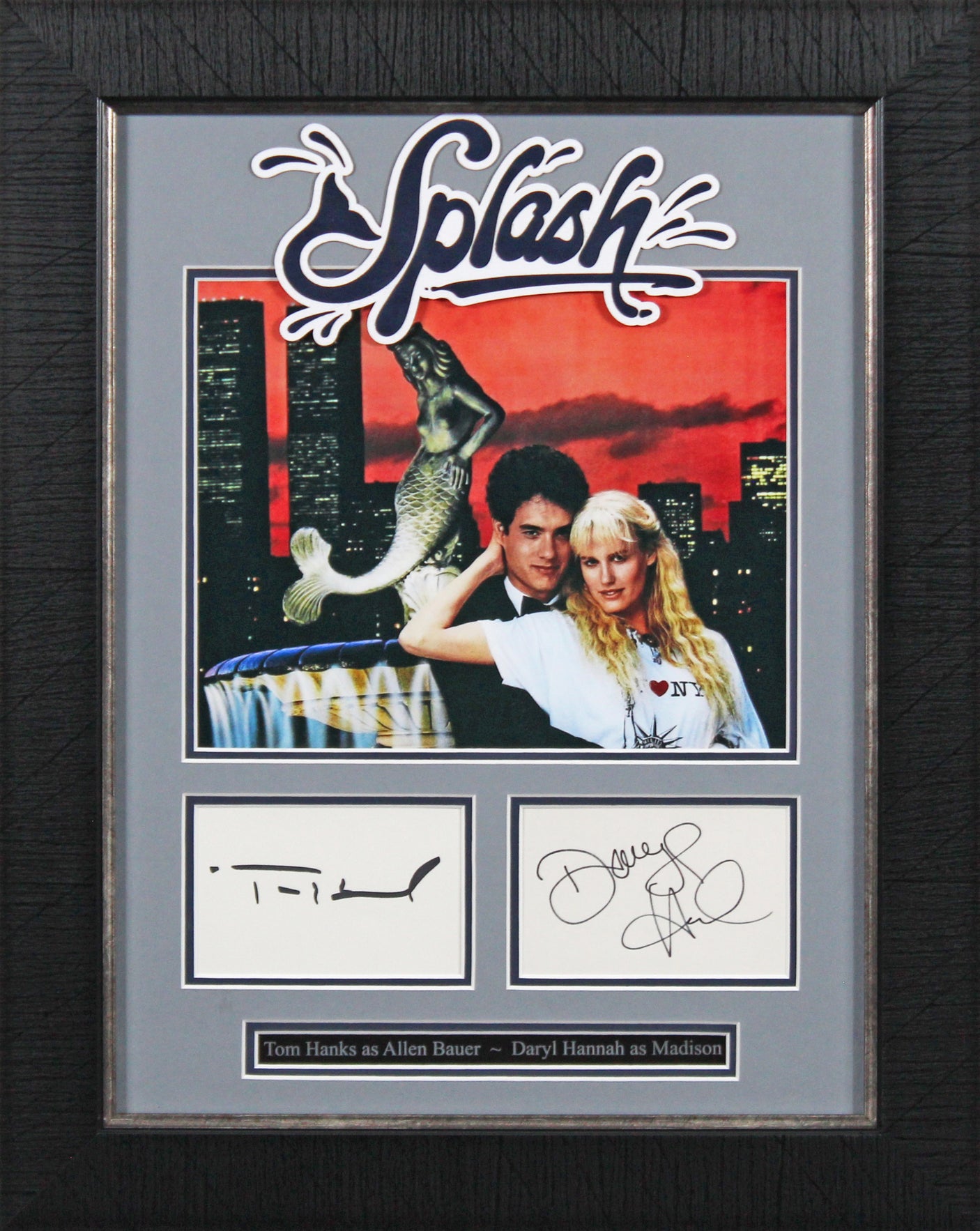 Daryl Hannah & Tom Hanks Splash Signed Index Card Framed Display BAS #AC26577