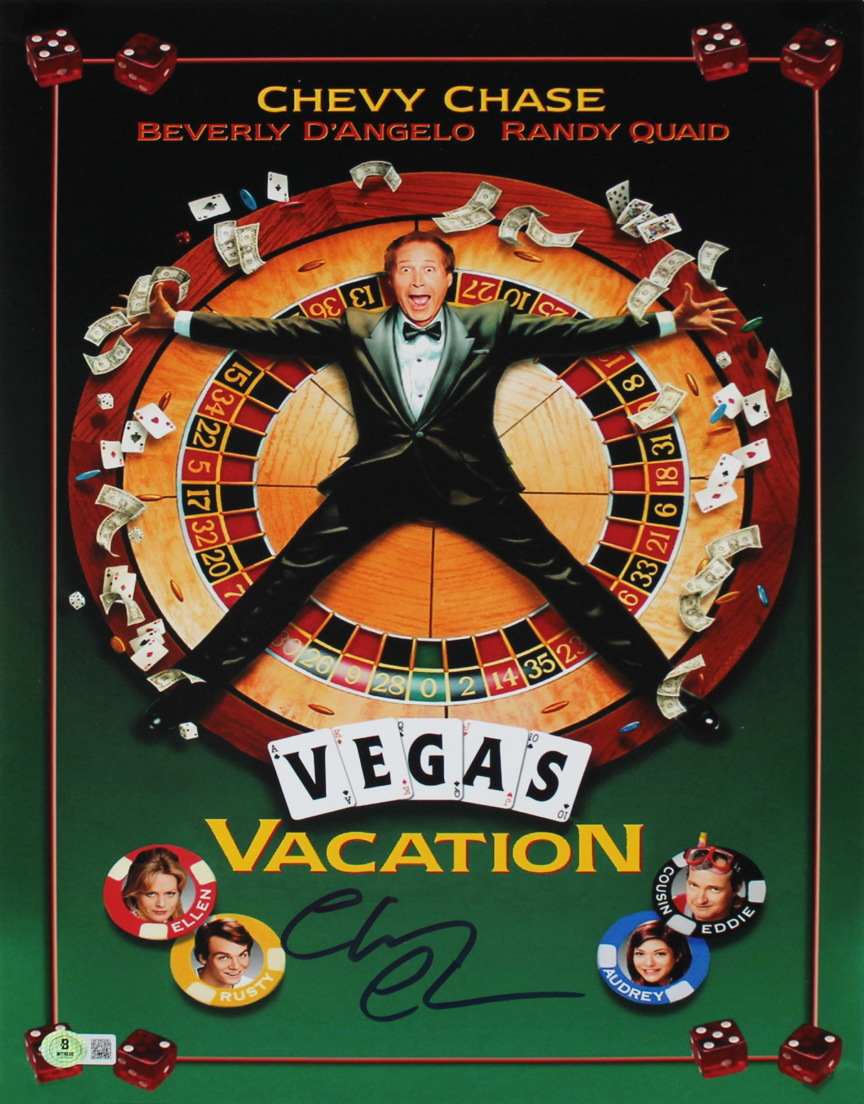 Chevy Chase Vegas Vacation Signed 12x18 Photo w/ Blue Signature BAS Witnessed 2