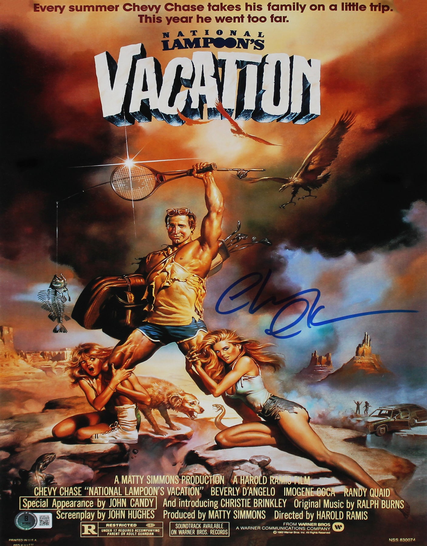 Chevy Chase Vacation Authentic Signed 12x18 Photo w/ Blue Sig BAS Witnessed 2