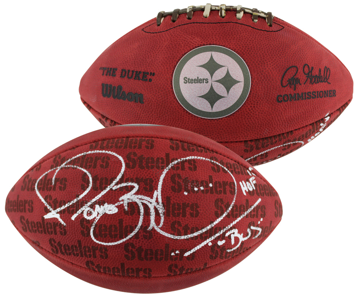 Steelers Jerome Bettis "2x Insc" Signed The Duke Showcase Football W/ Case BAS W