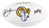 Rams Eric Dickerson "HOF 99" Signed Rawlings White Panel Logo Football BAS Wit