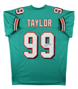 Jason Taylor Authentic Signed Teal Pro Style Jersey Autographed JSA Witness