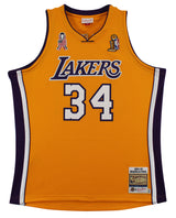 Shaquille O'Neal "4x Insc" Signed Yellow 00-02 M&N HWC Authentic Jersey BAS Wit