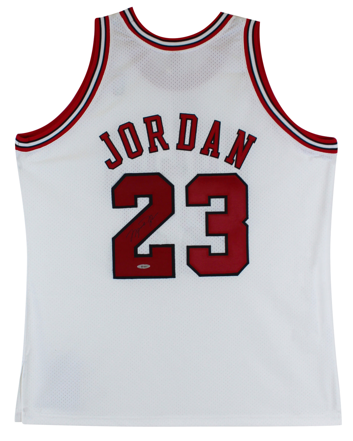 Bulls Michael Jordan Authentic Signed White 1997-98 M&N Jersey UDA #BAH44402