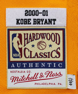 Lakers Kobe Bryant Signed Yellow M&N 2000-01 HWC Authentic Jersey PSA #B11719