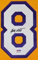 Lakers Kobe Bryant Signed Yellow M&N 2000-01 HWC Authentic Framed Jersey PSA/DNA