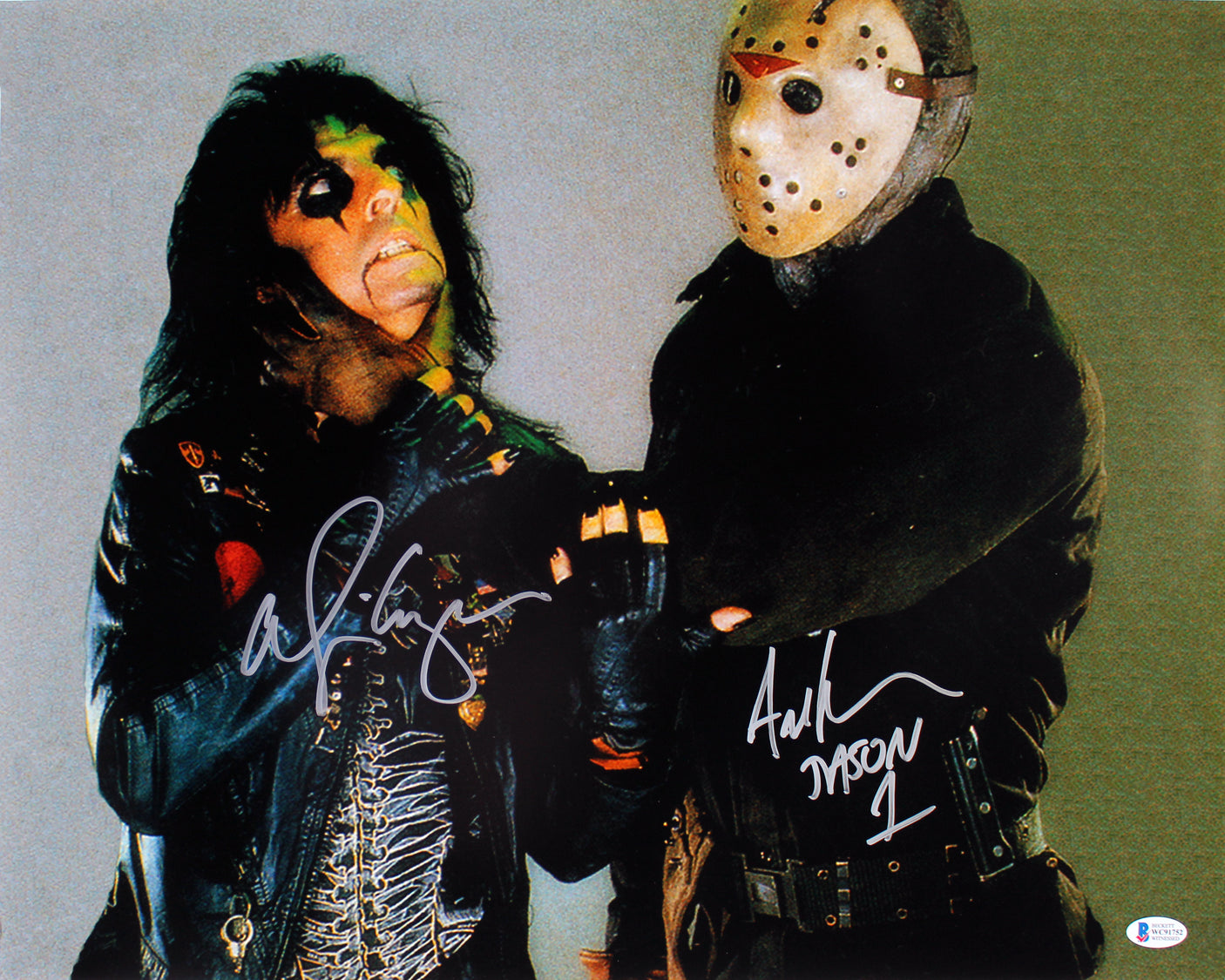 Alice Cooper & Ari Lehman Friday The 13th Signed 16x20 Photo BAS Witnessed