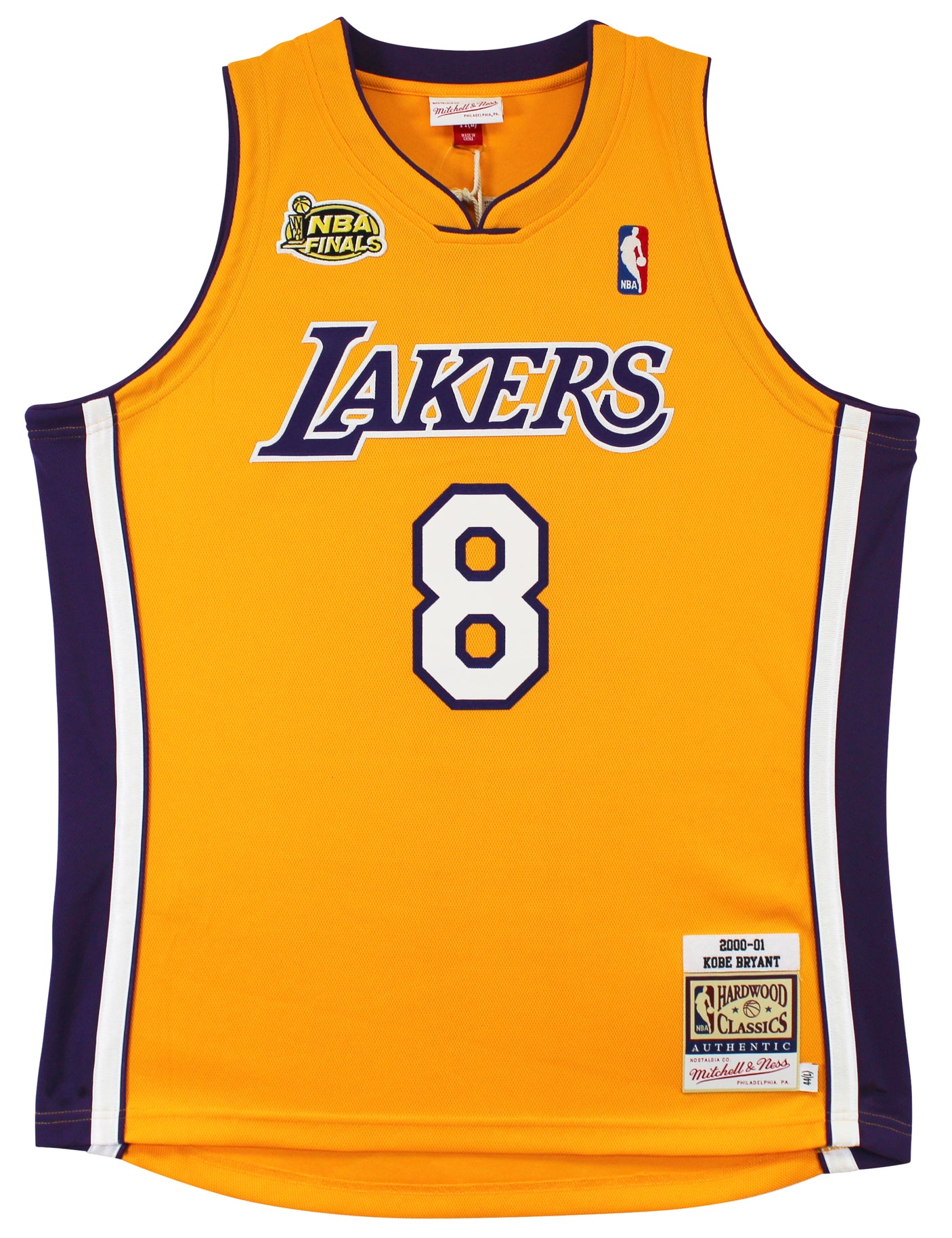 Lakers Kobe Bryant Signed Yellow M&N 2000-01 HWC Authentic Framed Jersey PSA/DNA