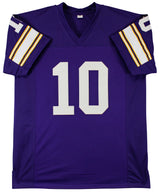 Fran Tarkenton "HOF 86" Signed Purple Pro Style Jersey BAS Witnessed #1W205271